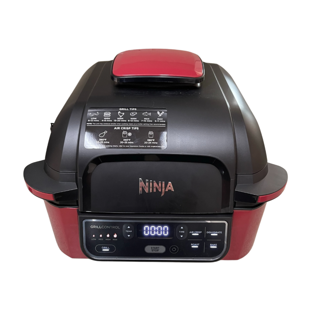 Ninja AG302 Refurbished Foodi 5-in-1 Indoor Grill with Air Fry, Roast, Bake and Dehydrate, Red and Black